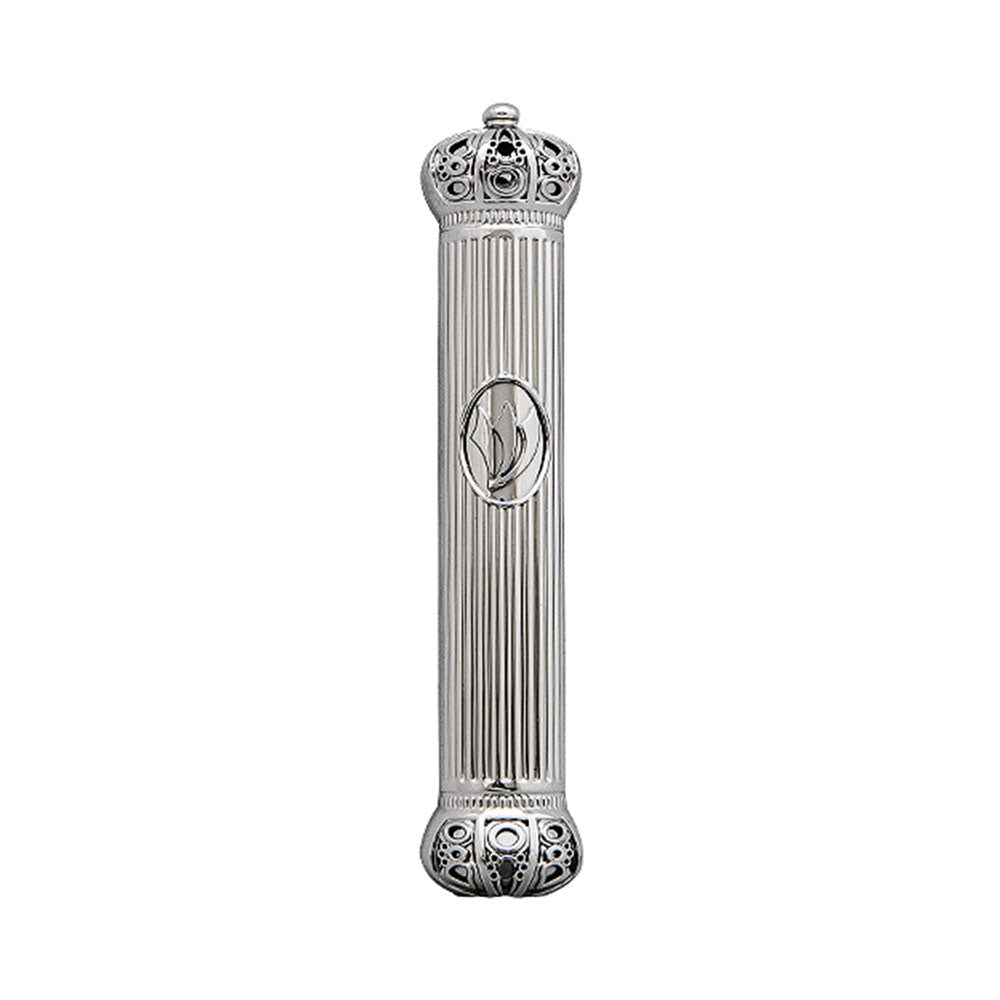 ART Judaica Plastic Mezuzah 12cm With Rubber Cork- Crown Series - Silver