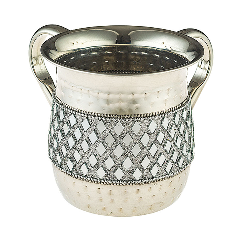 ART Judaica Stainless Steel Washing Cup With Silver Stones