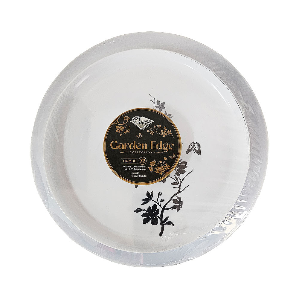 Decor Garden Edge Collection White & Black Plates 20 pk