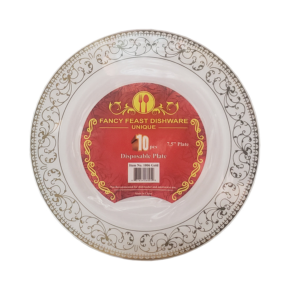 Fancy Feast Dishware Unique Gold 10 Disposable Plates