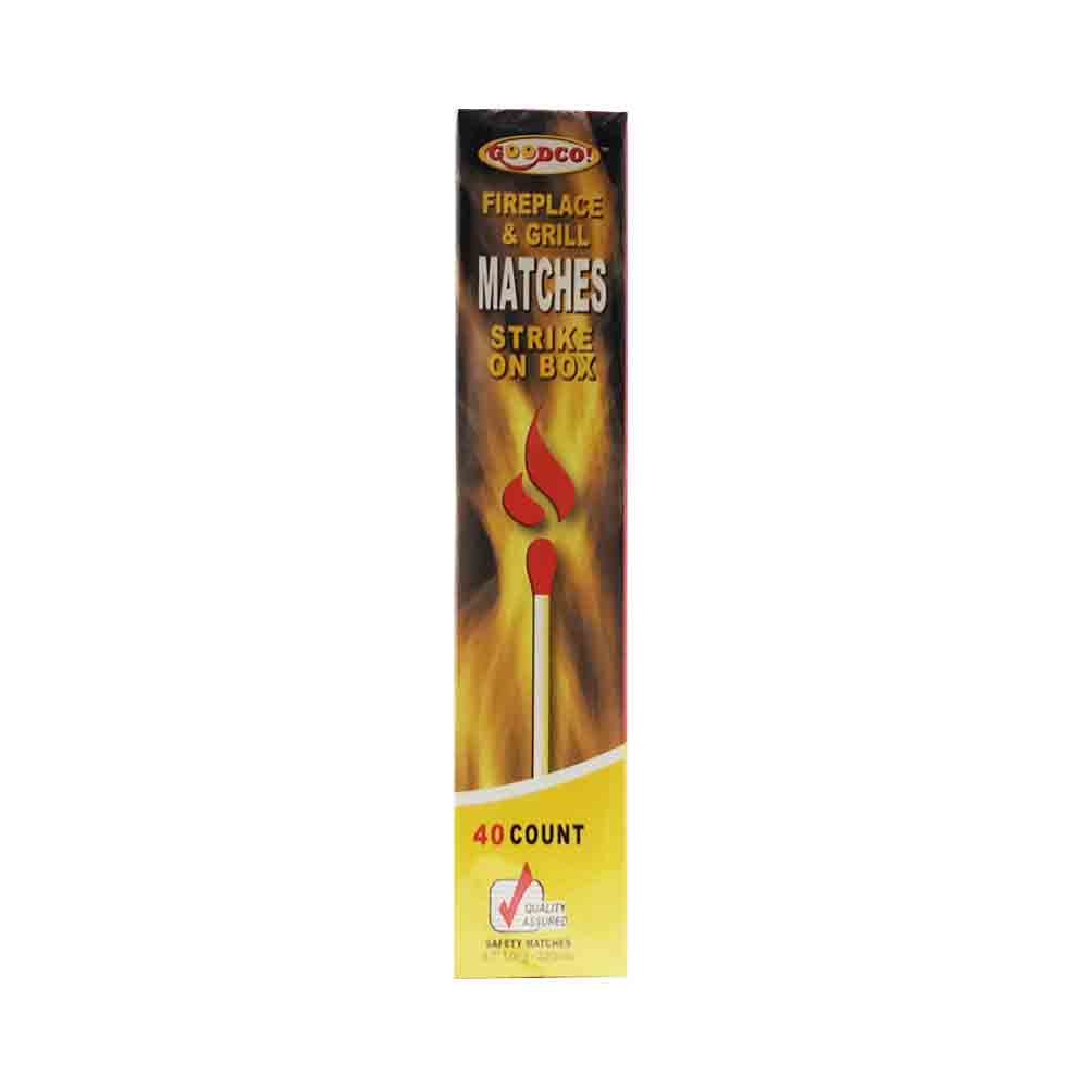 Goodco Fireplace & Grill Long Matches Strike on Box 40 ct
