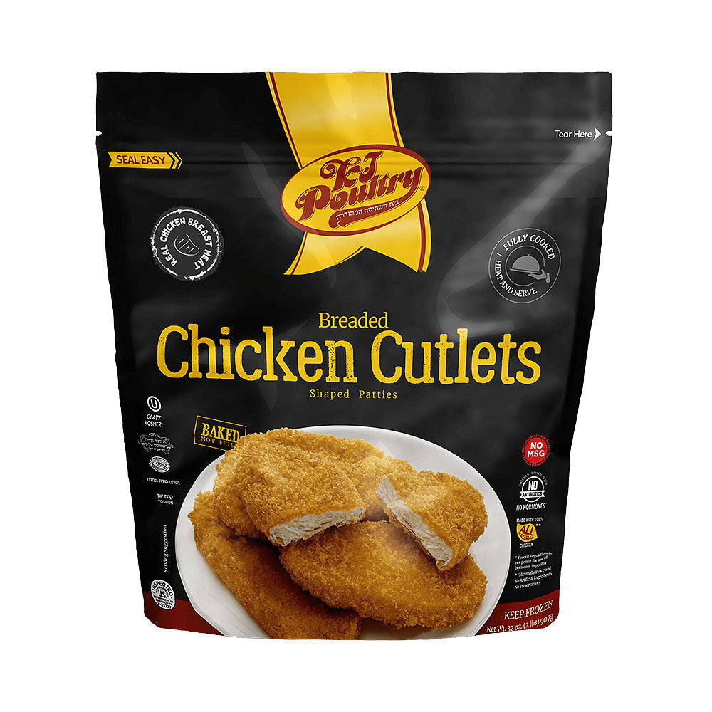 KJ Poultry Breaded Baked Chicken Cutlet Shaped Patties 2 lb