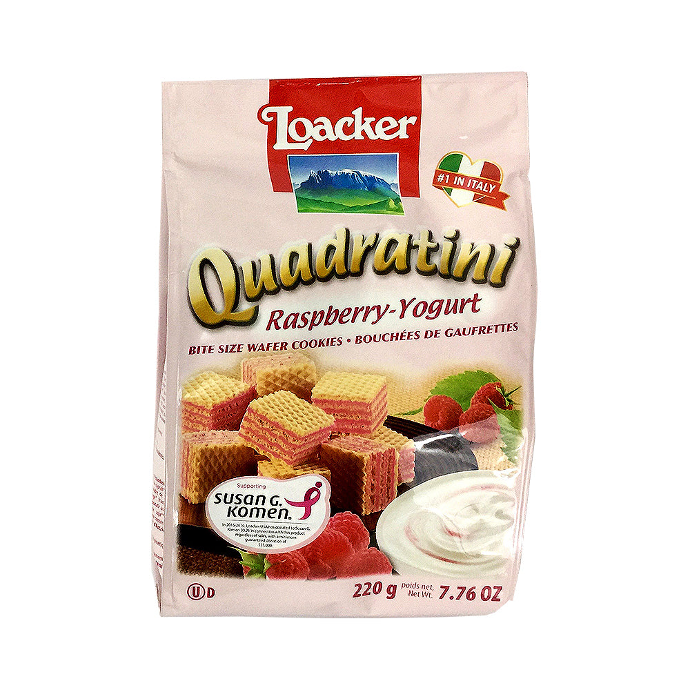 Loacker Quadratini Raspberry Yogurt Wafers 7.76 oz