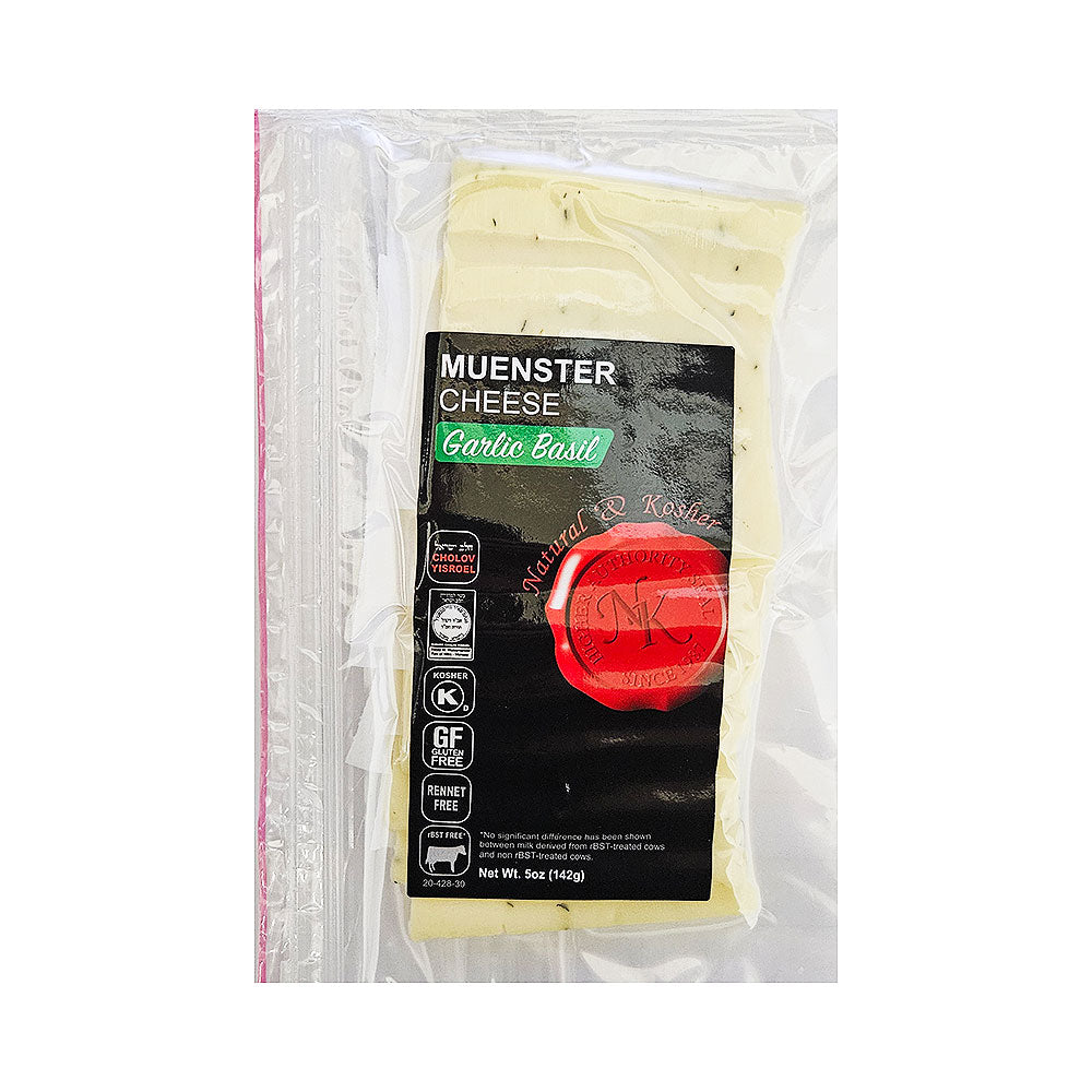 Natural and Kosher muenster cheese Garlic Basil 5 oz