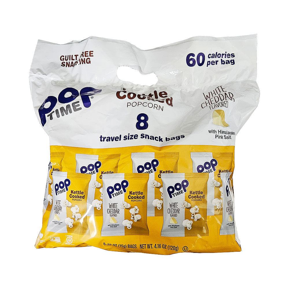 Pop Time Kettle Cookes Popcorn White Cheddar 8pk