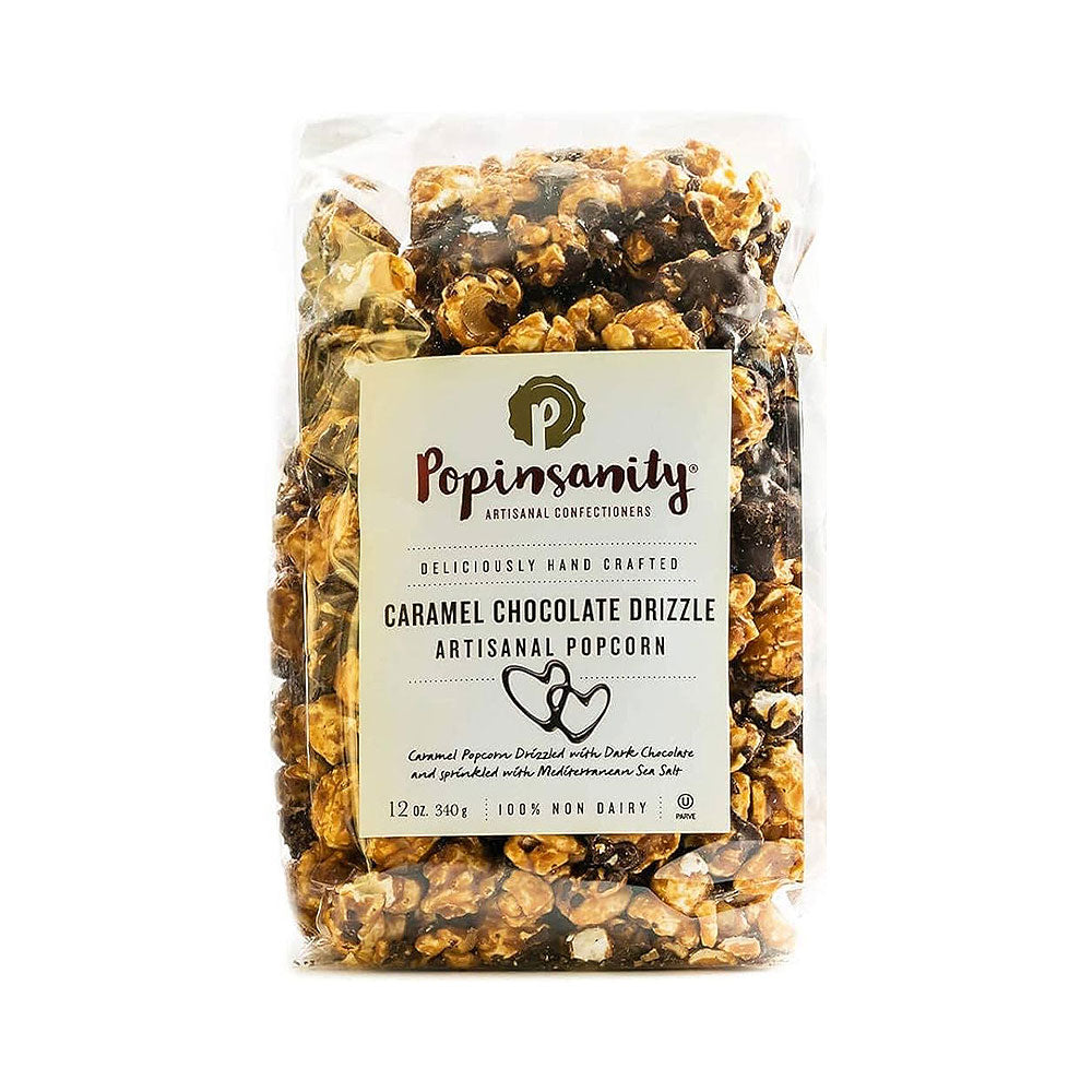 Popinsanity Caramel Chocolate Drizzle Artisanal Popcorn 12 oz