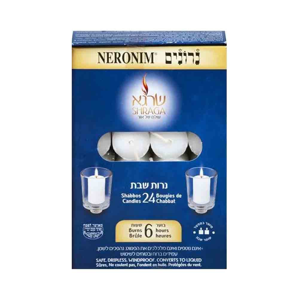 Shraga Neronim 24 Shabbaos Candles Burns 6 Hours