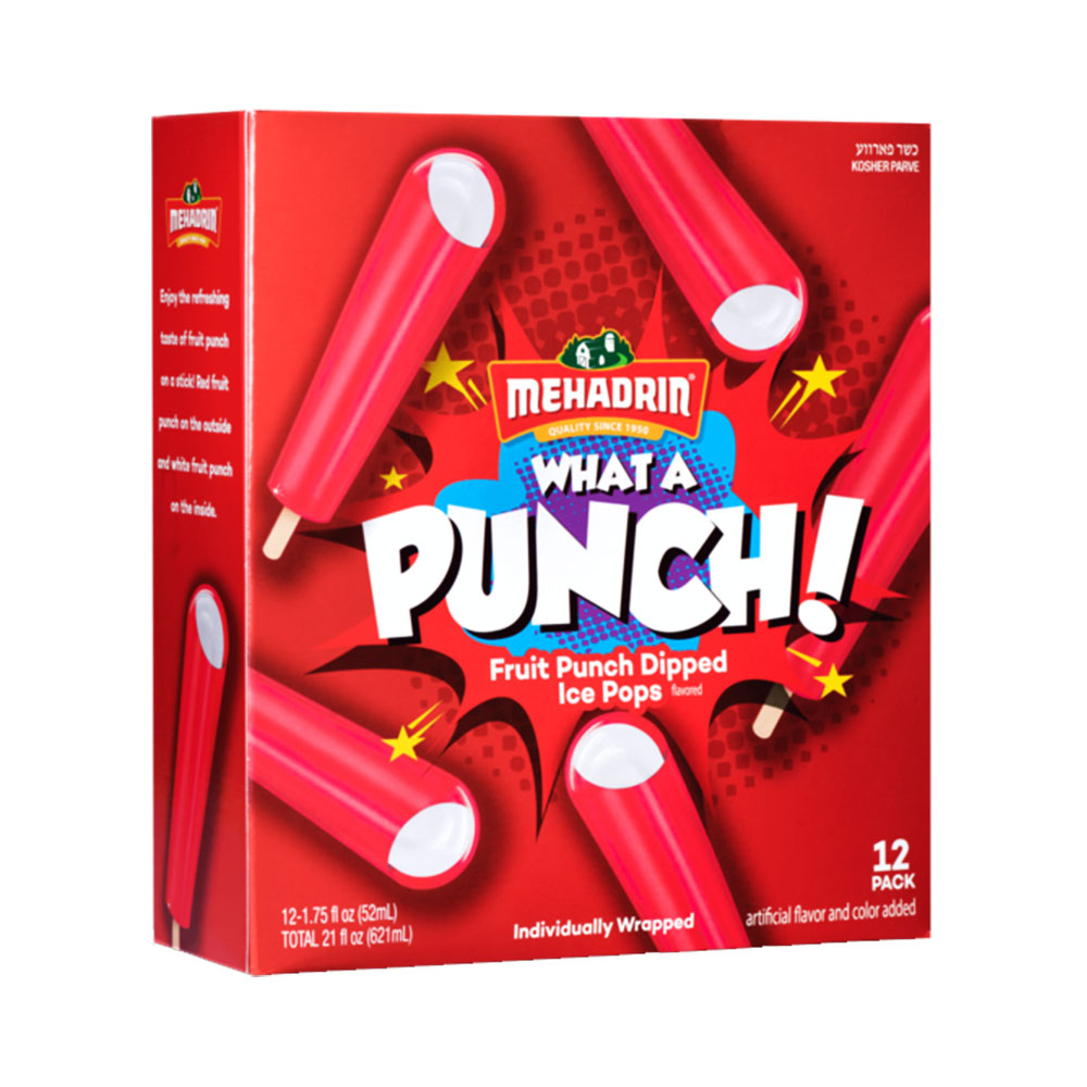 Mehadrin What a Punch Fruit Punch Dipped Ice Pops 12x1.75 oz