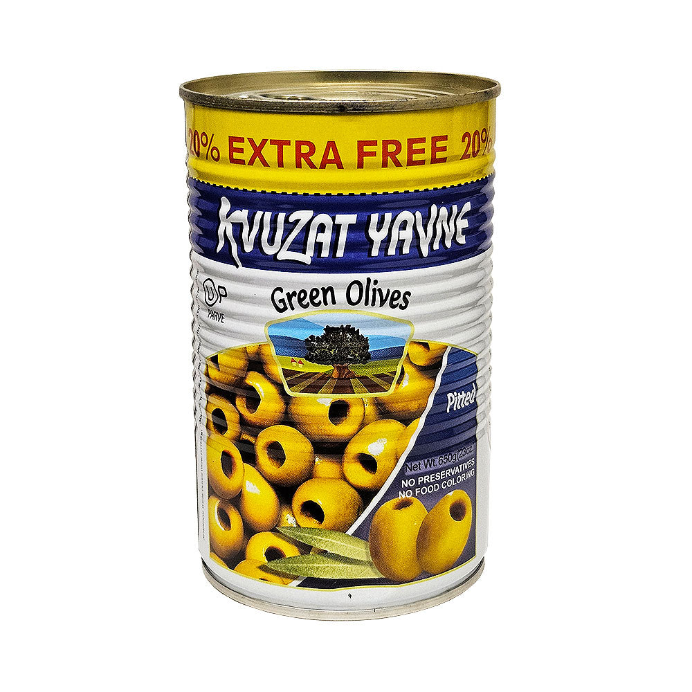 kvuzat Yavne Green Pitted Olives 23 oz 20% Extra free