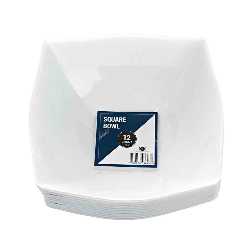 Aya's Cutlery Kingdom 12 Disposable Square Plastic Serving Bowls 16 oz
