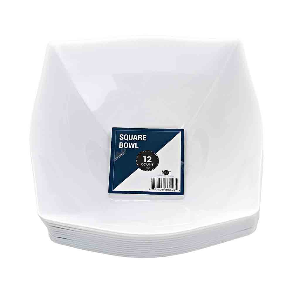 Aya's Cutlery Kingdom 12 Square Serving Bowls White 16 oz