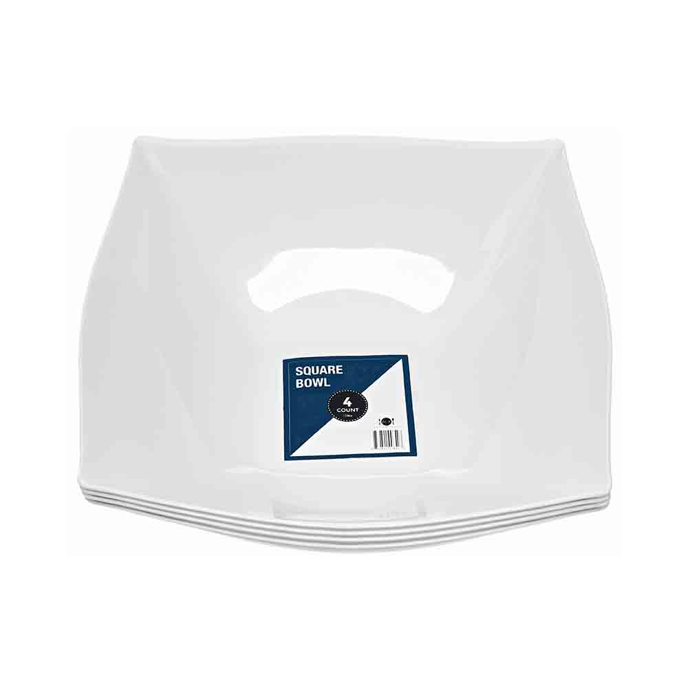 Aya's Cutlery Kingdom 4 Disposable Square Plastic Serving Bowls 128 oz