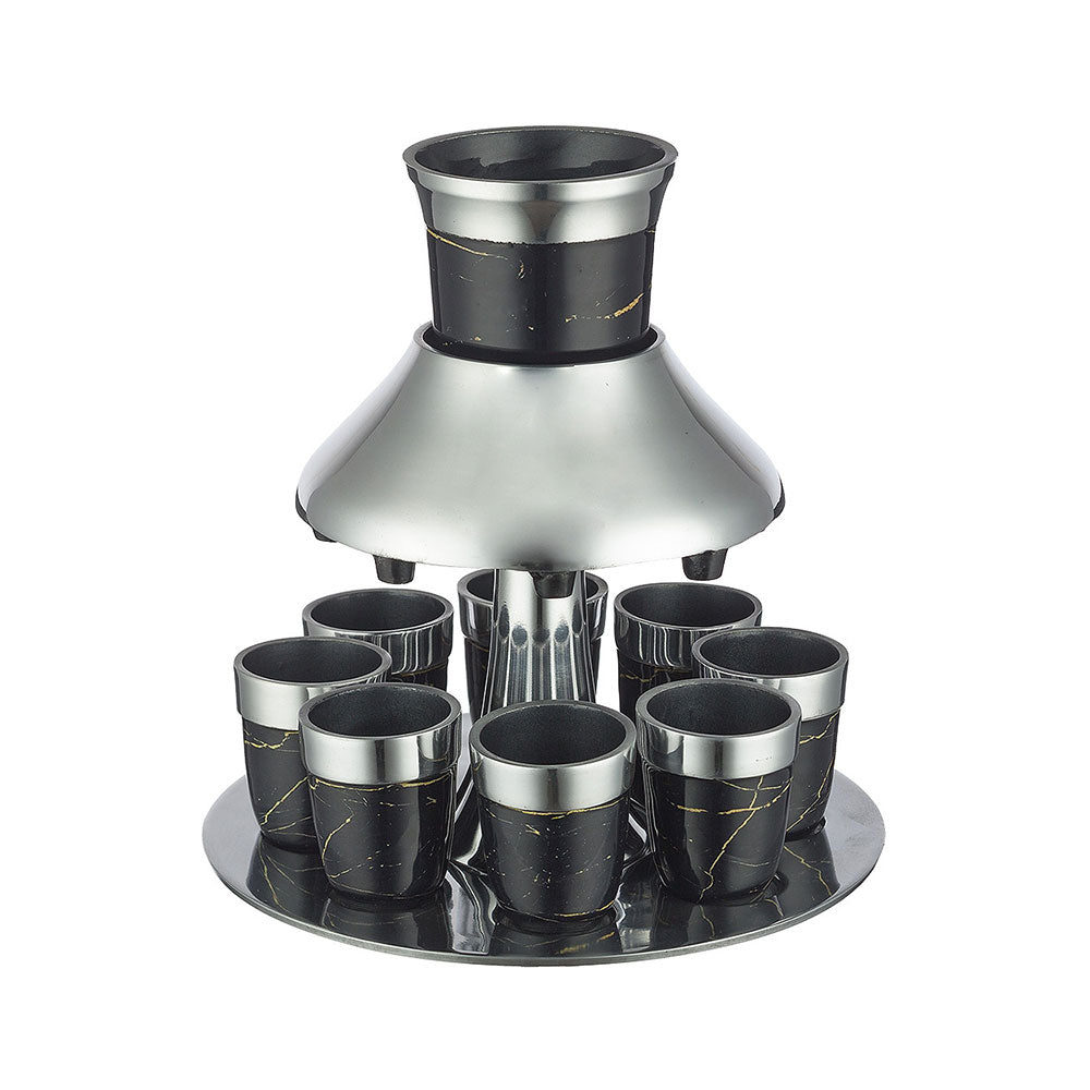 ART Judaica  Aluminum Wine Divider with 8 Small Cups 21 cm - Marble