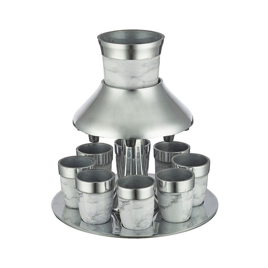 ART Judaica  Aluminum Wine Divider with 8 Small Cups 21 cm - Marble