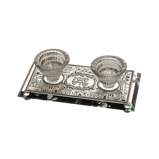 ART Judaica Crystal Candlesticks 19x10 Cm- Candle Lighting