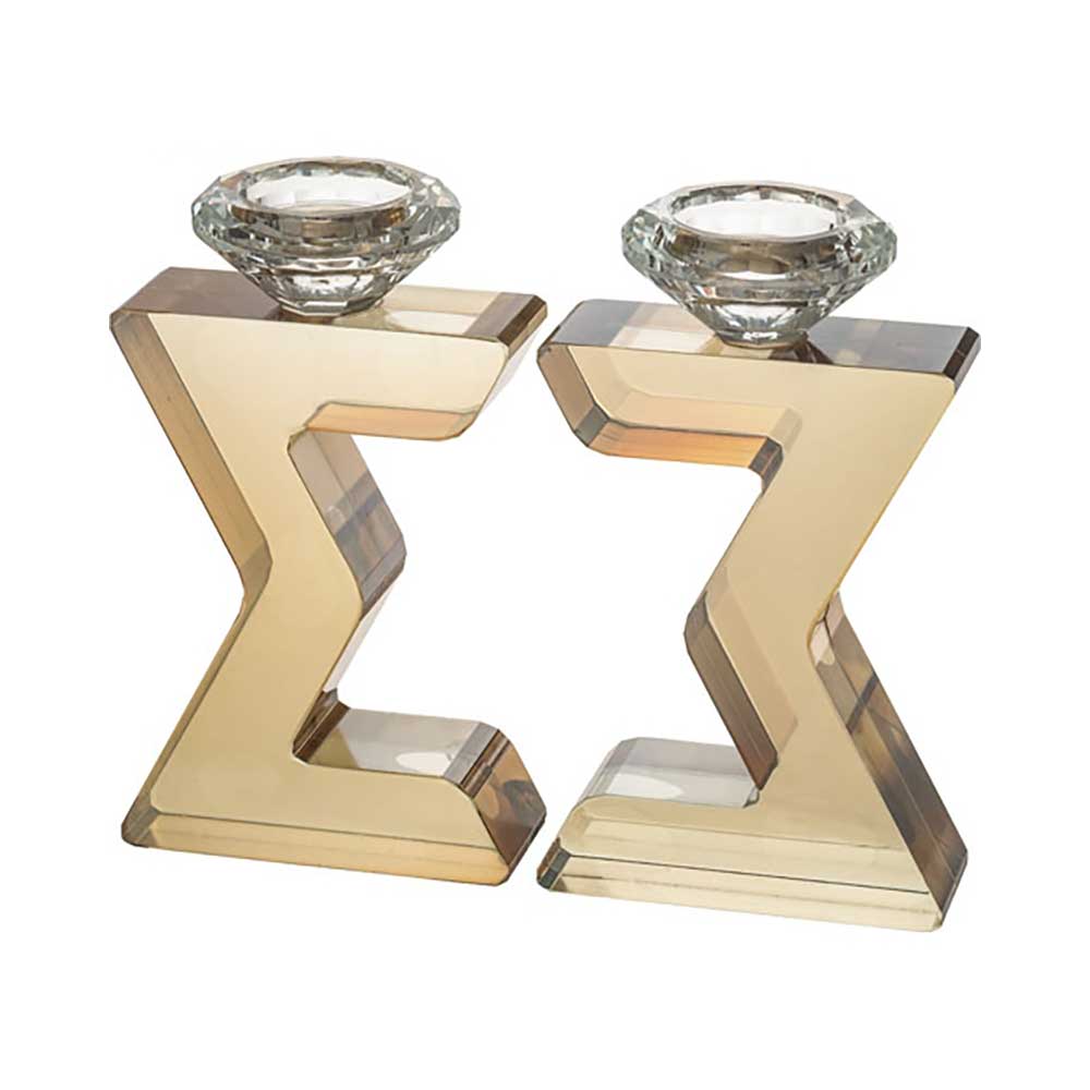 ART Judaica Crystal Magen David Candlesticks 17 cm