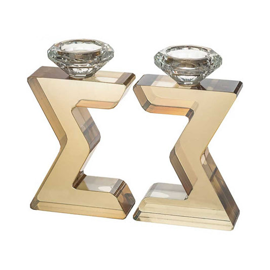ART Judaica Crystal Magen David Candlesticks 17 cm