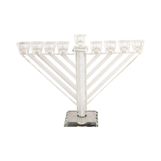 ART Judaica Crystal Menorah 21cm- Chabad Inlaid With Stones