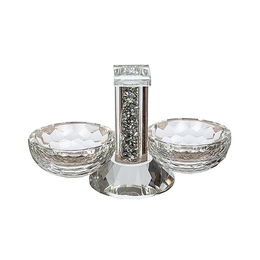 ART Judaica Crystal Salt Stand 8.5x14 Cm With Silver Glass Chips