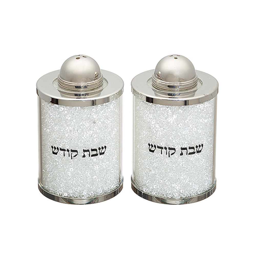 ART Judaica Crystal Salt &amp; Pepper Holders 6 cm with White Stones