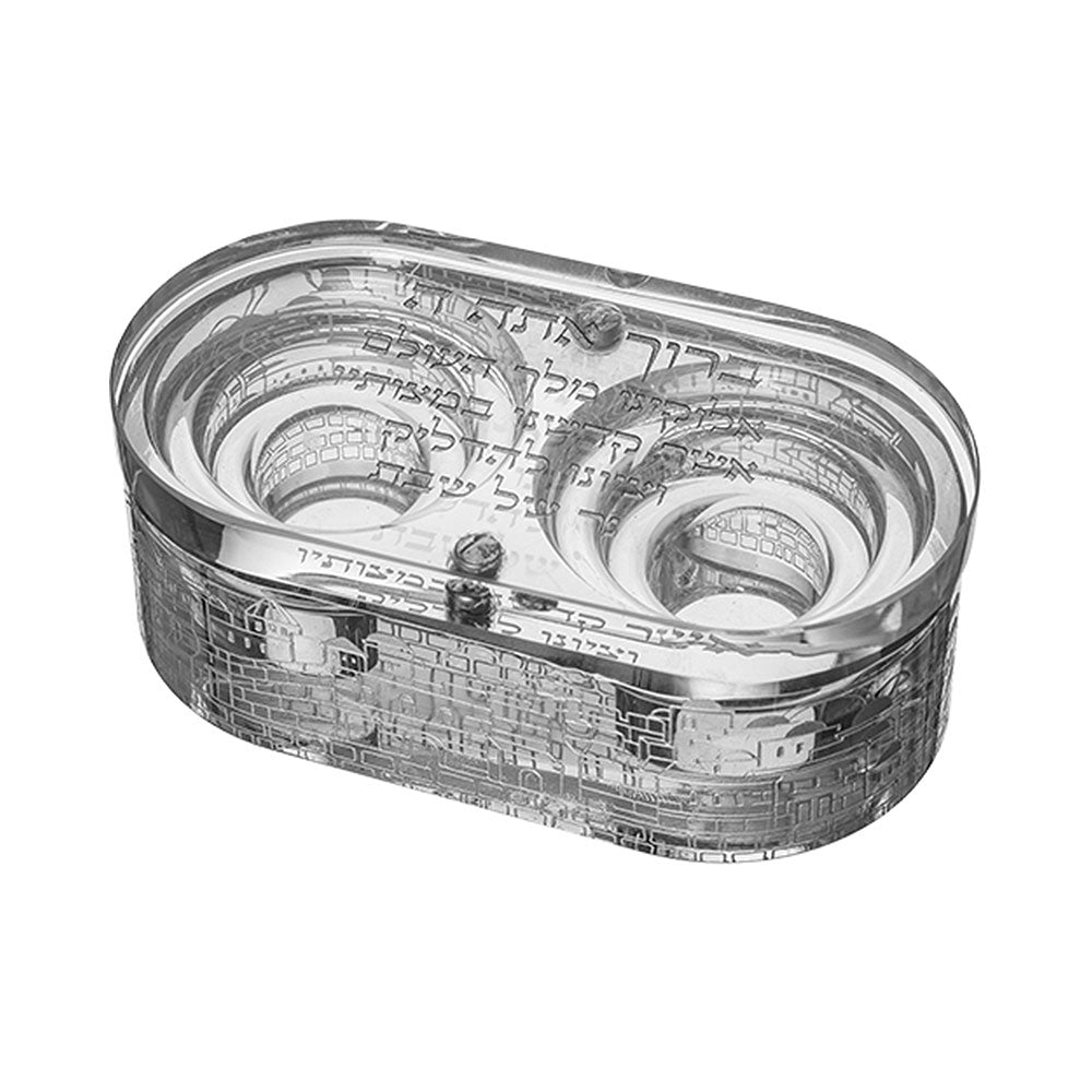 ART Judaica Crystal Travel Candlesticks 10x5 cm