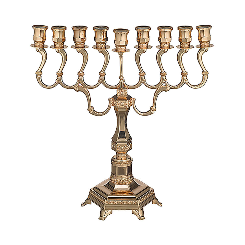 ART Judaica Elegant "Diamond" Menorah, gold plated, 36 cm