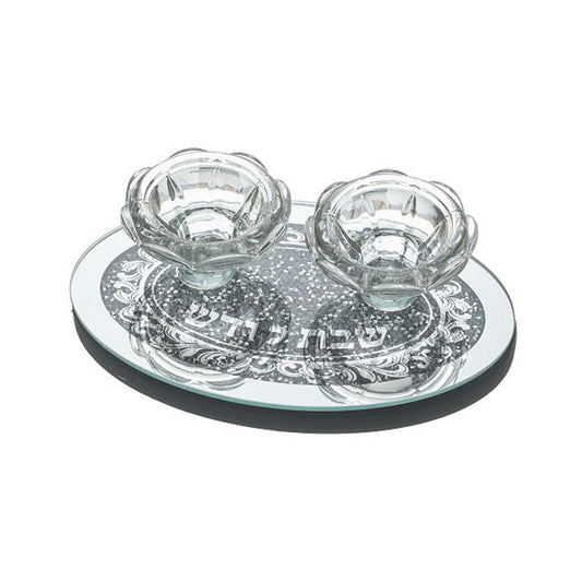 ART Judaica Glass Candlesticks with Stones 19x12 cm Ornaments