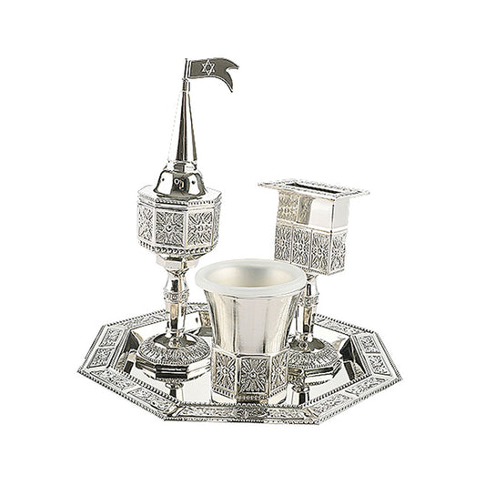 ART Judaica Nickel Octagon Havdalah Set 4 Pcs