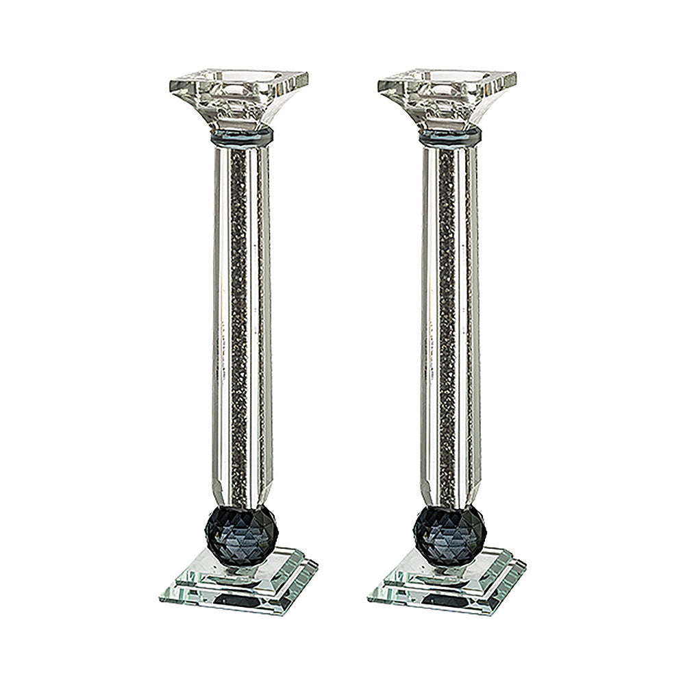 ART Judaica Pair of Crystal Candlesticks With Stones 27.5 cm