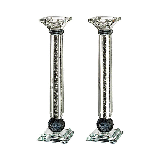 ART Judaica Pair of Crystal Candlesticks With Stones 27.5 cm