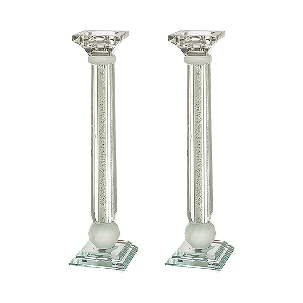 ART Judaica Pair of Crystal Candlesticks With Stones 27.5 cm