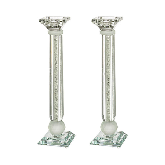 ART Judaica Pair of Crystal Candlesticks With Stones 27.5 cm