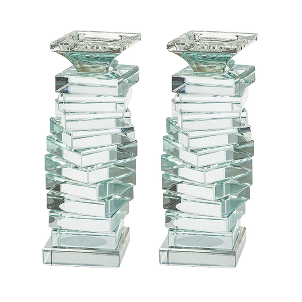 ART Judaica Pair of Crystal Elegant Candlesticks 19.5 cm