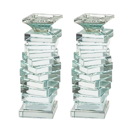 ART Judaica Pair of Crystal Elegant Candlesticks 19.5 cm