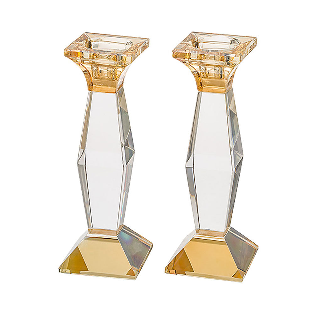 ART Judaica Pair of Crystal Elegant Candlesticks 20.5 cm