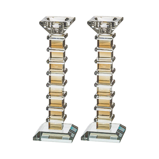 ART Judaica Pair of Crystal Elegant Candlesticks 22.5cm