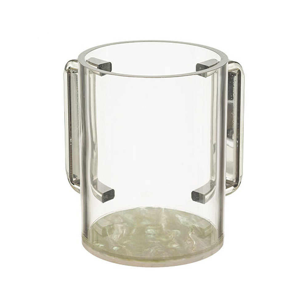 ART Judaica Perspex Clear Washing Cup 13 cm - White Marble