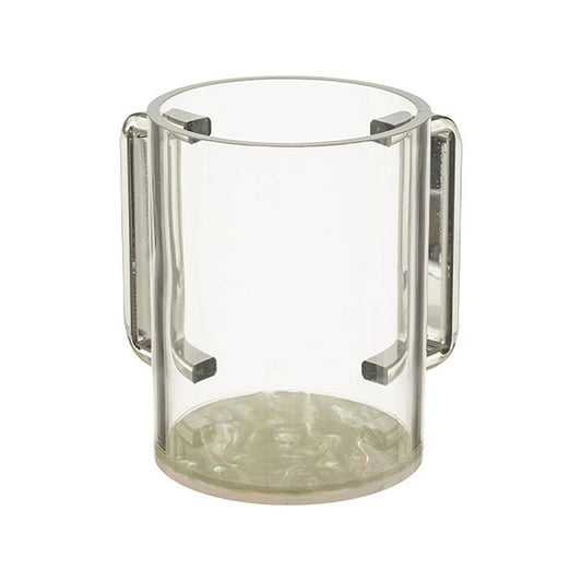 ART Judaica Perspex Clear Washing Cup 13 cm - White Marble
