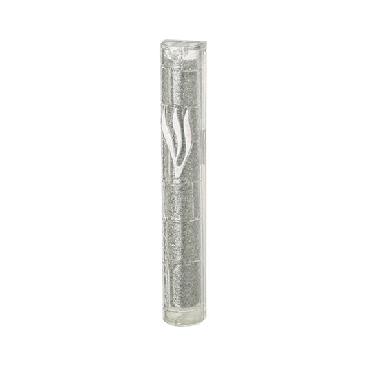 ART Judaica  Plastic Glitter Transparent Mezuzah 15 cm with Rubber Cork- Crown