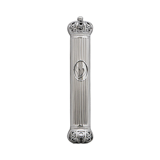 ART Judaica Plastic Mezuzah 12cm With Rubber Cork- Crown Series - Silver