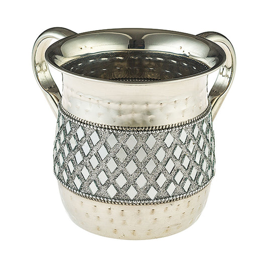 ART Judaica Stainless Steel Washing Cup With Silver Stones