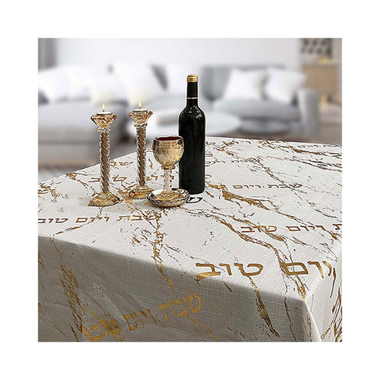 ART Judaica Tablecloth White With Gold 140x280 cm
