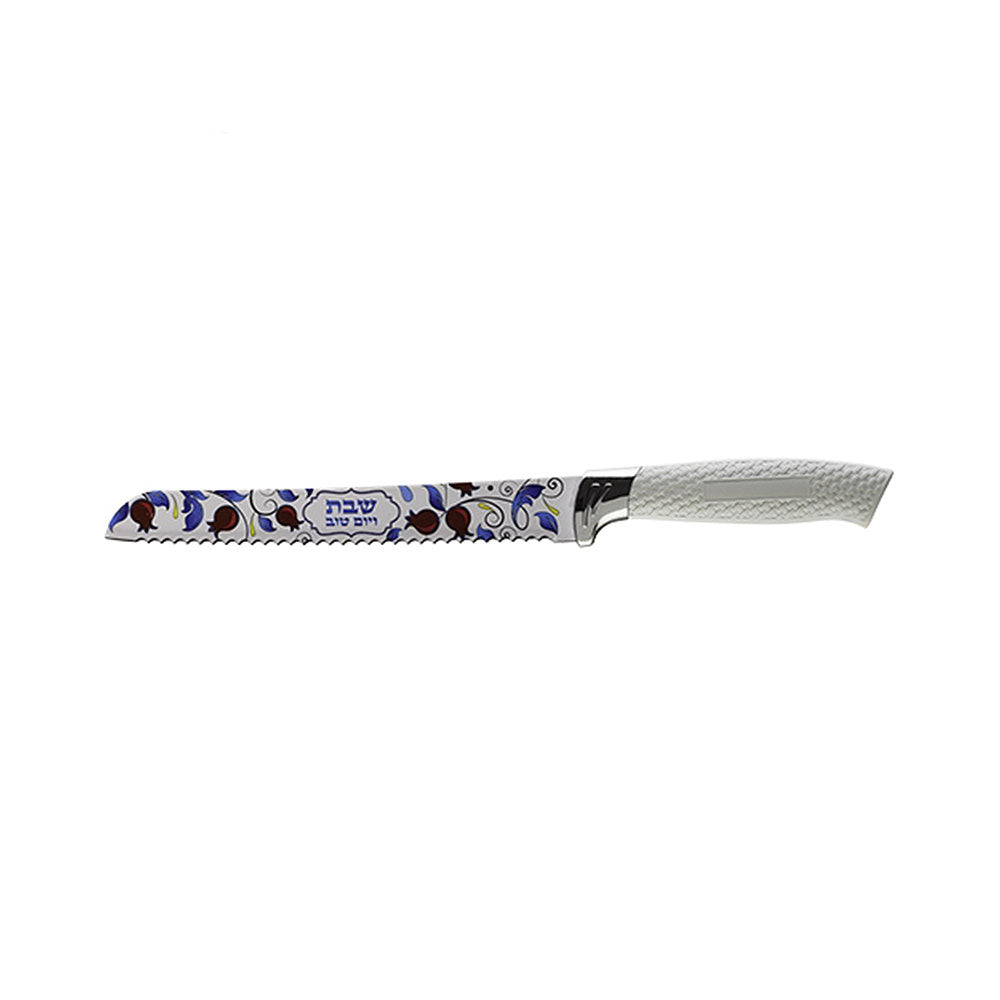 ART Judaica A Printed Challah Knife 34 Cm - Pomegranates Design - "shabbat And Holidays"