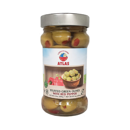 Atlas Stuffed Green Olives With Red Pepper 11.3 oz