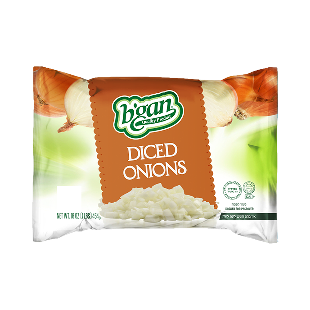 B'gan Diced Onions 16 oz KFP