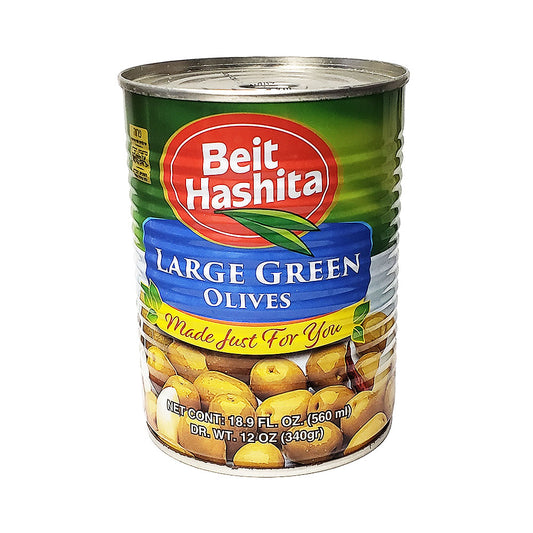 Beit Hashita Large Green Olives 18.9 oz