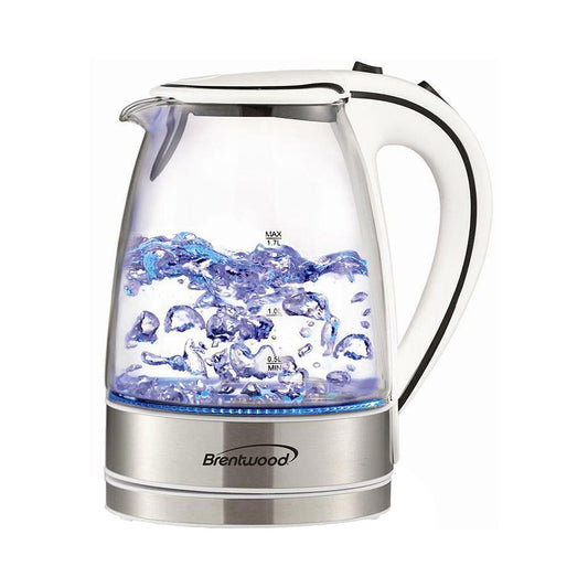 Brentwood White Electric Glass Kettle 1.7 Liters