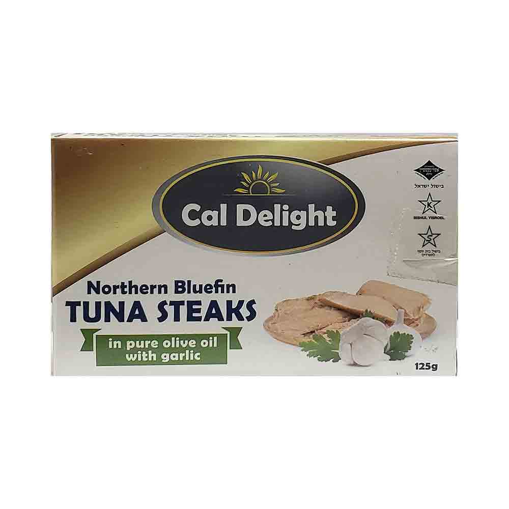 Cal Delight Northern Bluefin Tuna Steaks in Pure Olive Oil With Garlic 4.4 oz