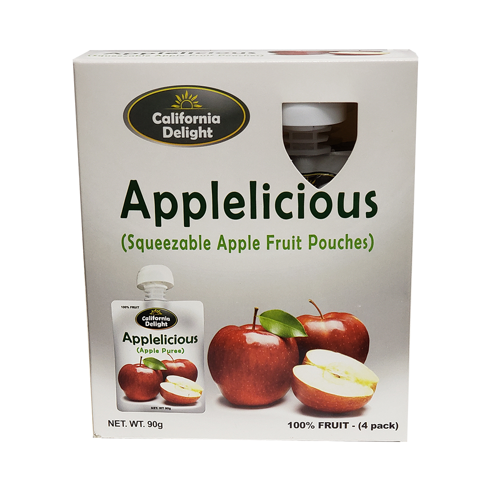California Delight Applelicious 4 Squeezable Apple Fruit Pouches 90 gr