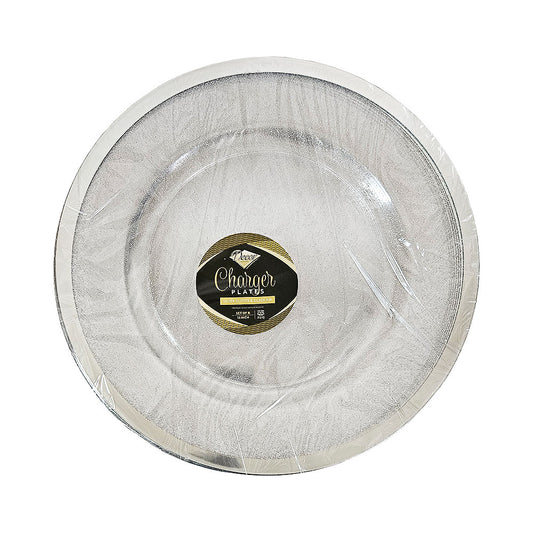 Decor Charger Silver Glitter Plates 8 pk